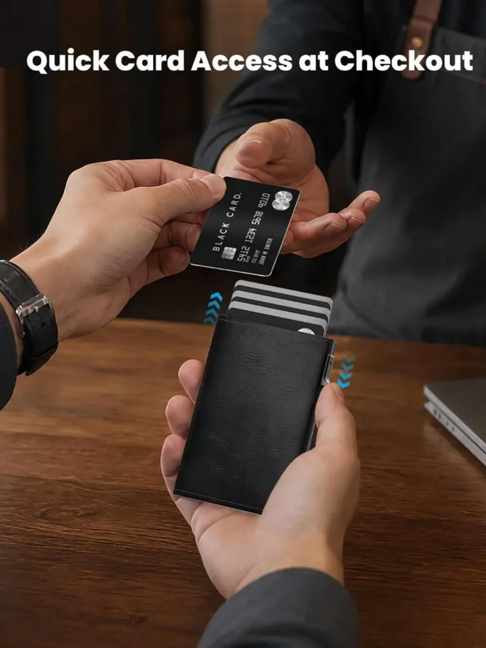 Slim Minimalist Wallet for Men - RFID Blocking, ID Window, Cash Slot, Front